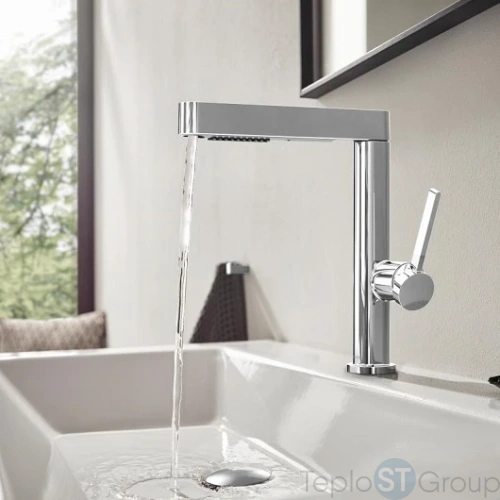 Смеситель для раковины Hansgrohe Finoris 76063000 с вытяжным душем 2jet, со сливным клапаном Push-Open, хром - купить с доставкой по России фото 2