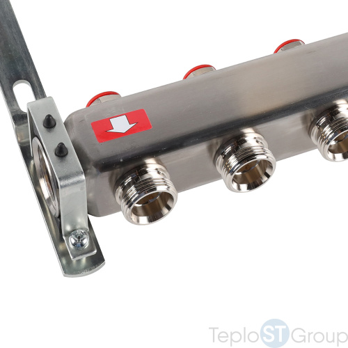 Rommer RMS-3201-000006 Rommer Коллектор из нержавеющей стали без расходомеров, с клапаном вып. воздуха и сливом 6 вых. - купить оптом с доставкой по России фото 7