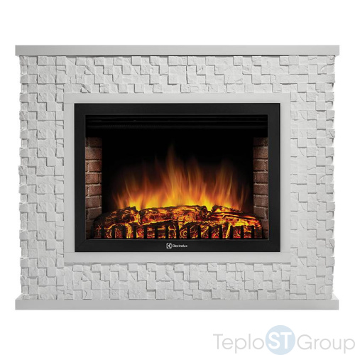 Каминокомплект:Очаг Electrolux EFP/P-3020LS с порталом Quadro 30 камень песчаник античный бел - купить оптом с доставкой по России