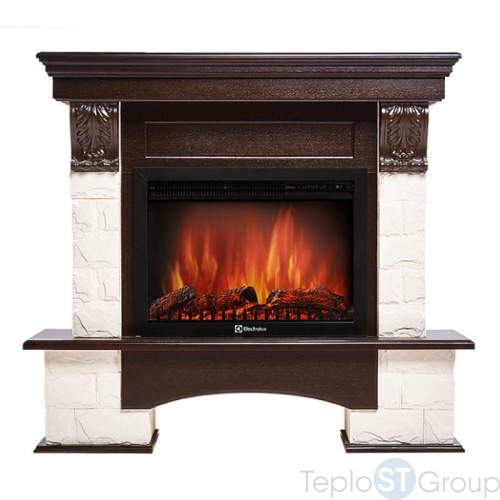 Портал Firelight Forte 25S камень белый, шпон темный дуб - купить оптом с доставкой по России
