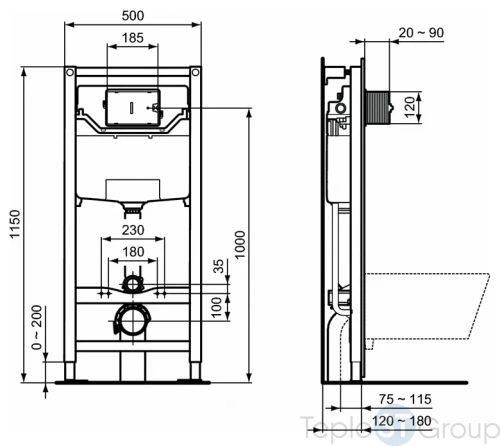 Комплект унитаза с инсталляцией Ideal Standard Strada II E387001 белый - купить с доставкой по России фото 5