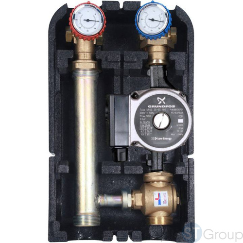 Stout SDG-0014 Насосная группа для твердотопливных котлов 1" с насосом Grundfos UPSO 25-65 в теплоизоляции - купить оптом с доставкой по России