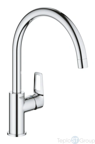 Смеситель для кухни GROHE BauLoop с высоким C-образным изливом 31232001 хром - купить оптом у дилера TeploSTGroup по всей России ✅ ☎ 8 (800) 600-96-13