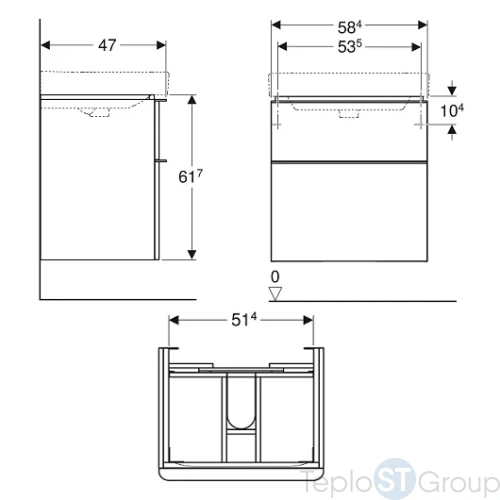 Тумба под раковину Geberit Smyle Square 58x61 500.352.00.1 белый - купить с доставкой по России фото 3