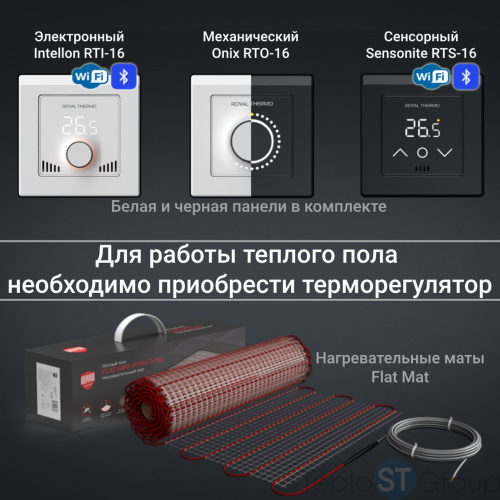 Комплект теплого пола Royal Thermo Flat Mat RTFM 2-150-10 - купить оптом с доставкой по России фото 2