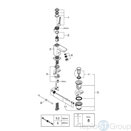 Смеситель для раковины Grohe Eurocube Joy 23654000 - купить оптом у дилера TeploSTGroup по всей России ✅ ☎ 8 (800) 600-96-13 фото 4