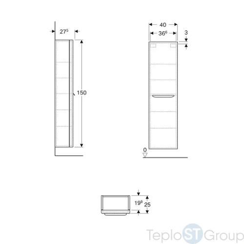 Шкафчик высокий Geberit myDay 150x40 (какао с молоком, глянец) 824001000 - купить оптом у дилера TeploSTGroup по всей России ✅ ☎ 8 (800) 600-96-13 фото 3