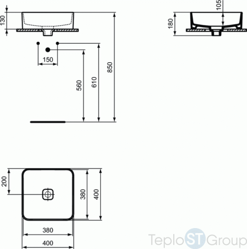 Раковина Ideal Standard STRADA II Squar T296201 40х40х18 см, керамика - купить с доставкой по России фото 3