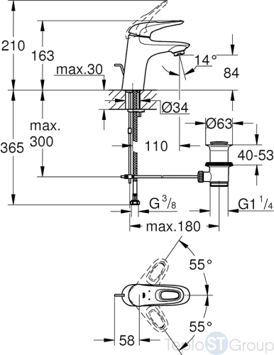 Смеситель для раковины Grohe Eurostyle Белая луна с донным клапаном 33558LS3 - купить с доставкой по России фото 3