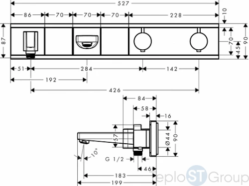 Термостат для ванны Hansgrohe RainSelect 15359400, белый хром - купить с доставкой по России фото 2