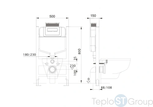 Инсталляция для подвесного унитаза Aquatek INS-0000018 - купить оптом у дилера TeploSTGroup по всей России ✅ ☎ 8 (800) 600-96-13 фото 3