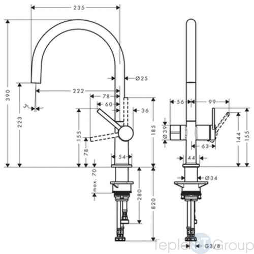 Смеситель для кухни Hansgrohe Talis M54 72805000, хром - купить с доставкой по России фото 2