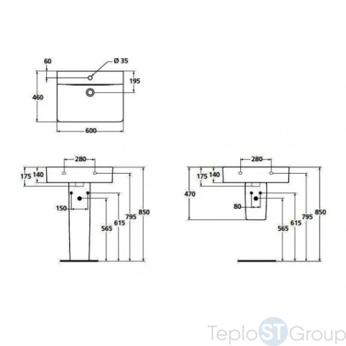 Раковина подвесная Ideal Standard Connect 60x46 E794501 - купить с доставкой по России фото 3