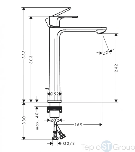 Смеситель для раковины Hansgrohe Rebris E 72581670 - купить с доставкой по России фото 3