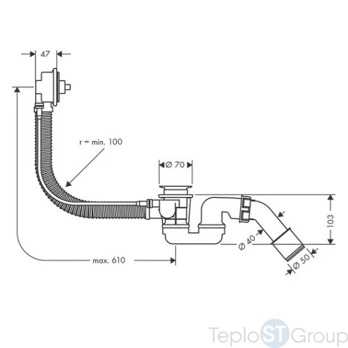 Слив-перелив для ванны Hansgrohe Flexaplus 58140180 - купить оптом у дилера TeploSTGroup по всей России ✅ ☎ 8 (800) 600-96-13 фото 2