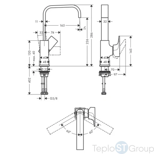 Смеситель Hansgrohe Metropol 32511670 для раковины, с донным клапаном Push-Open - купить с доставкой по России фото 3