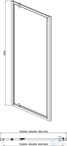 Душевая дверь Aquatek AQ ARI PI 10020BL, распашная 1000x2000 профиль черный, стекло прозрачное - купить с доставкой по России фото 3