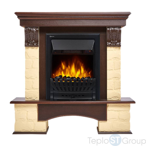 Портал Firelight Forte Classic камень бежевый, шпон темный дуб - купить оптом с доставкой по России